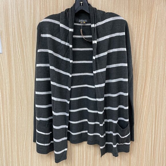 Eddie Bauer Gray Stripe Open Cardigan Size Large - Picture 1 of 5